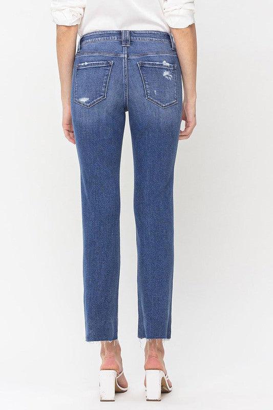 High Rise Straight Jean With Raw Hem - Leur Beau Monde Boutique