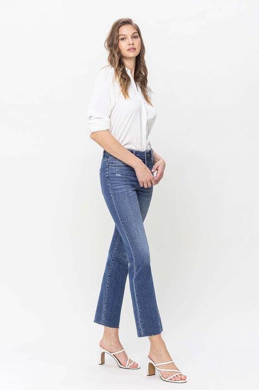 High Rise Straight Jean With Raw Hem - Leur Beau Monde Boutique