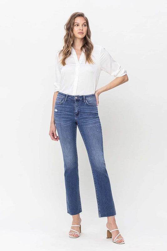 High Rise Straight Jean With Raw Hem - Leur Beau Monde Boutique