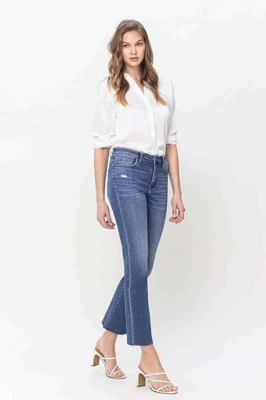 High Rise Straight Jean With Raw Hem - Leur Beau Monde Boutique