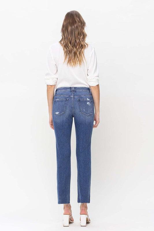 High Rise Straight Jean With Raw Hem - Leur Beau Monde Boutique