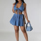 Jade Denim Set in Medium Blue - Leur Beau Monde Boutique