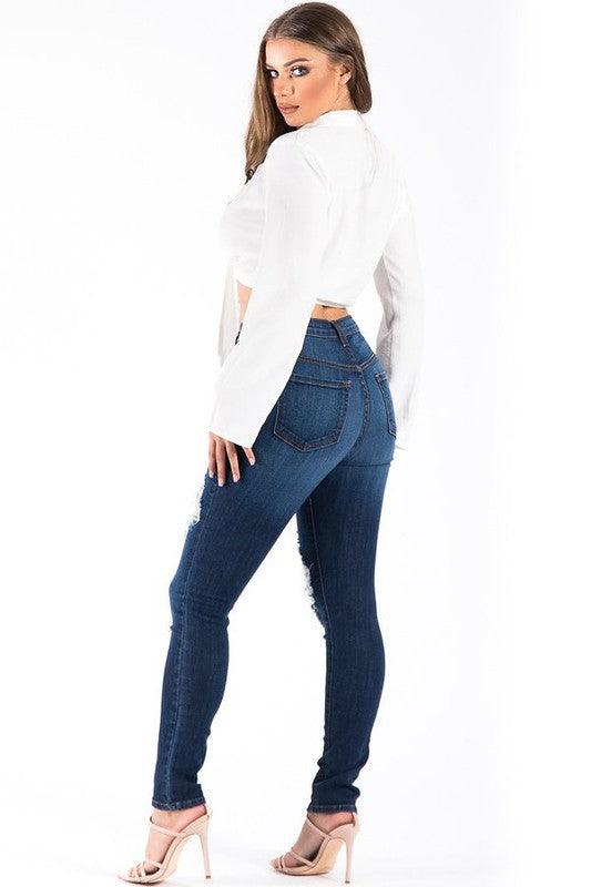 KYLIE SKINNY JEAN IN DARK WASH - Leur Beau Monde Boutique