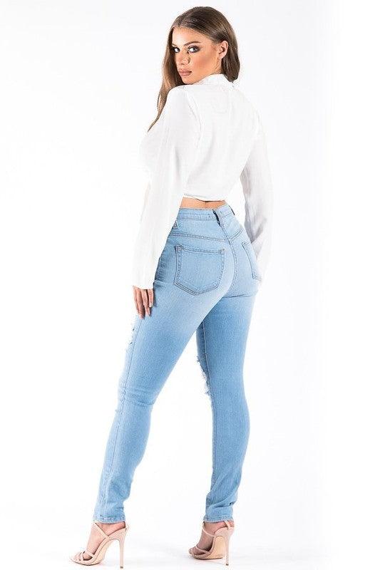 KYLIE SKINNY JEAN IN LIGHT WASH - Leur Beau Monde Boutique