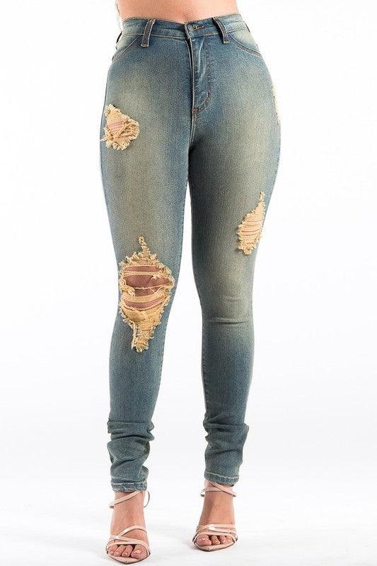 Kylie Skinny Jean in Sand - Leur Beau Monde Boutique