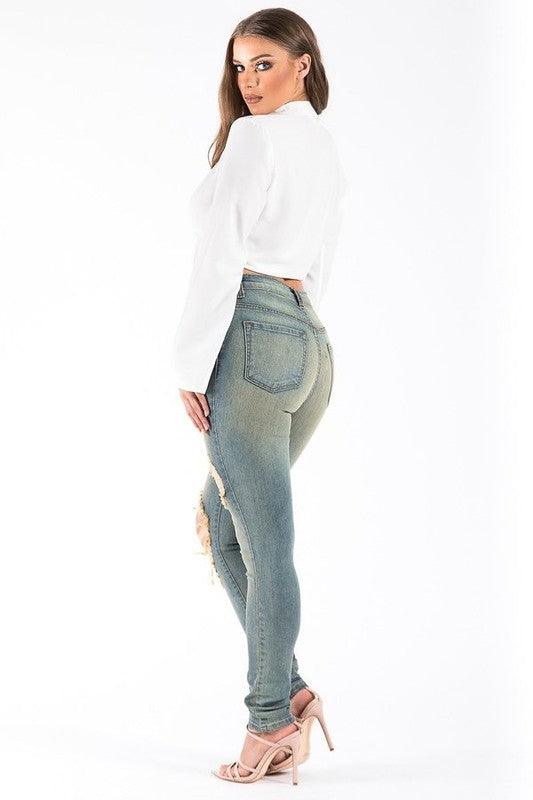 Kylie Skinny Jean in Sand - Leur Beau Monde Boutique