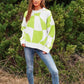 Multi Geo Checker Pullover Knit Sweater Top - Leur Beau Monde Boutique