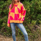 Multi Geo Checker Pullover Knit Sweater Top - Leur Beau Monde Boutique