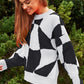 Multi Geo Checker Pullover Knit Sweater Top - Leur Beau Monde Boutique