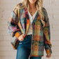 Mustard Red plaid button Shacket Cardigan Sweater - Leur Beau Monde Boutique