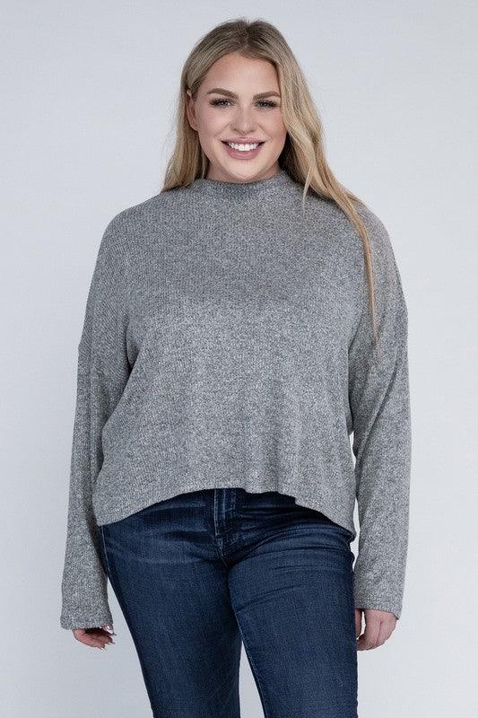 Plus Drop Shoulder Long Sleeve Top - Leur Beau Monde Boutique