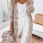 Plus Eyelet sweater button crochet knit cardigan - Leur Beau Monde Boutique