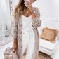 Plus Eyelet sweater button crochet knit cardigan - Leur Beau Monde Boutique