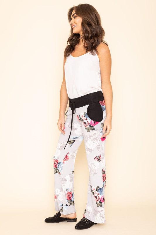 Plus Floral Drawstring Pants - Leur Beau Monde Boutique