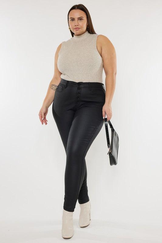 Plus High Rise Coated Ankle Skinny Jeans - Leur Beau Monde Boutique