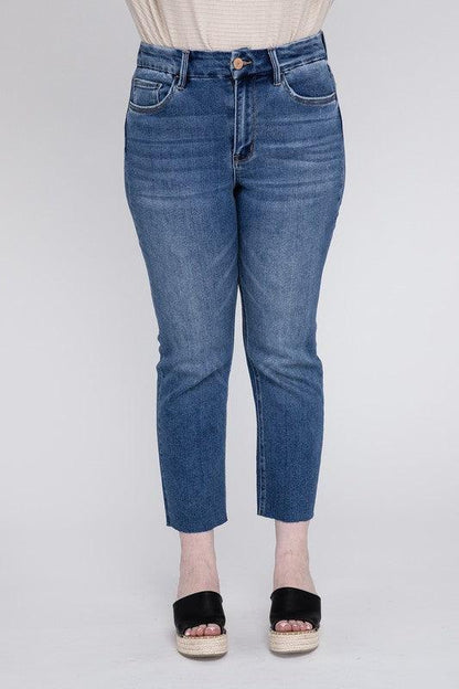 Plus Size High Rise Slim Straight Jeans - Leur Beau Monde Boutique