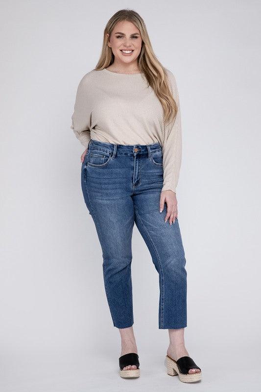 Plus Size High Rise Slim Straight Jeans - Leur Beau Monde Boutique