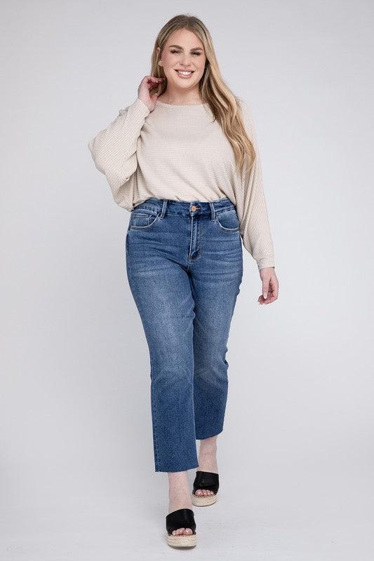 Plus Size High Rise Slim Straight Jeans - Leur Beau Monde Boutique