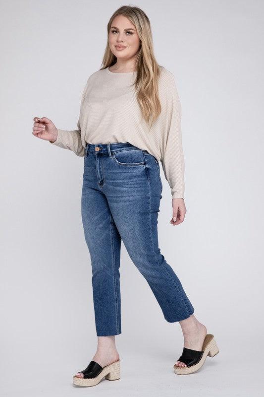 Plus Size High Rise Slim Straight Jeans - Leur Beau Monde Boutique