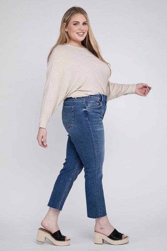 Plus Size High Rise Slim Straight Jeans - Leur Beau Monde Boutique