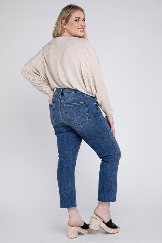 Plus Size High Rise Slim Straight Jeans - Leur Beau Monde Boutique