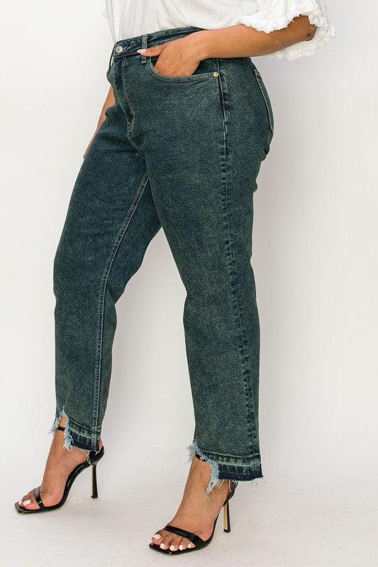 PLUS SIZE - HIGH RISE STRETCH STRAIGHT JEANS - Leur Beau Monde Boutique