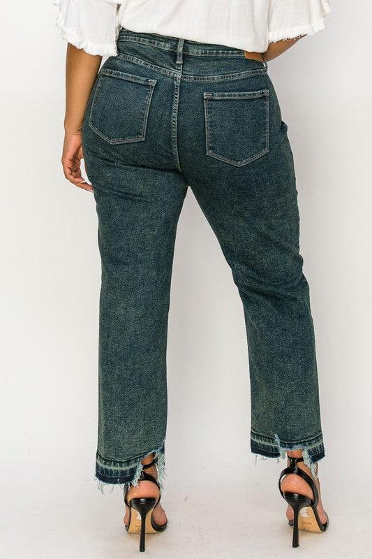 PLUS SIZE - HIGH RISE STRETCH STRAIGHT JEANS - Leur Beau Monde Boutique