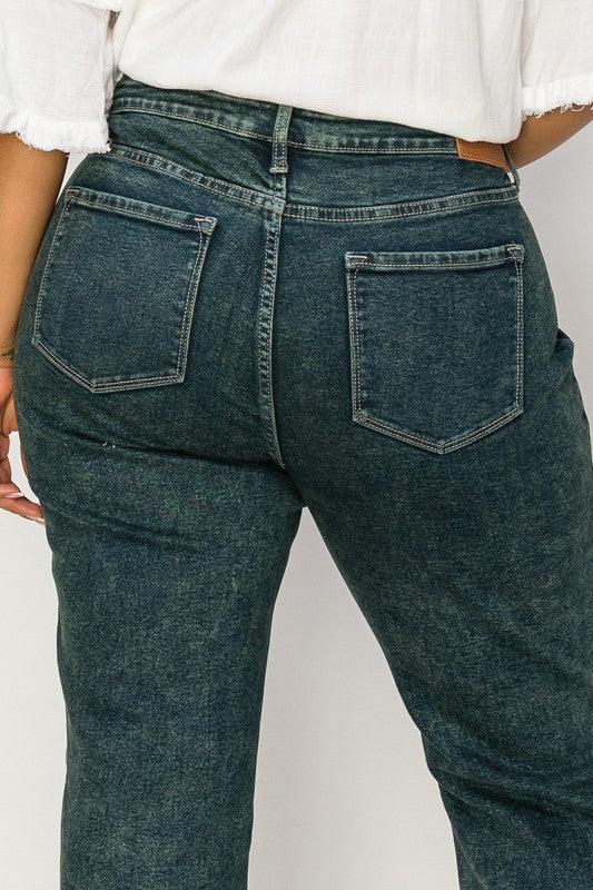 PLUS SIZE - HIGH RISE STRETCH STRAIGHT JEANS - Leur Beau Monde Boutique