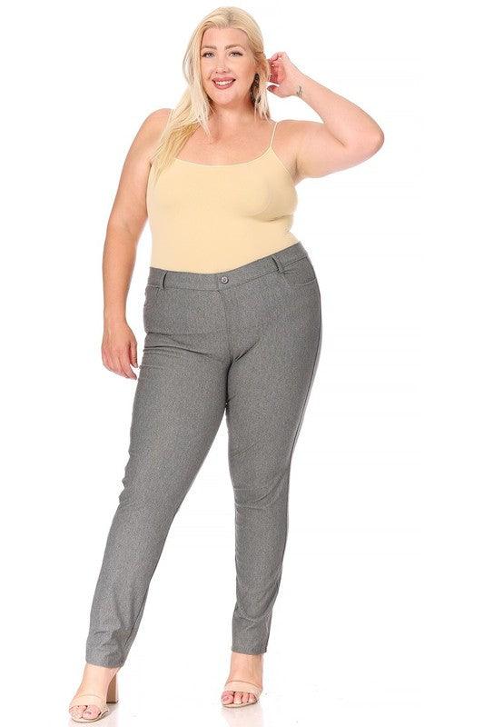 Plus size, stretchy, pull up, full length jeggings - Leur Beau Monde Boutique