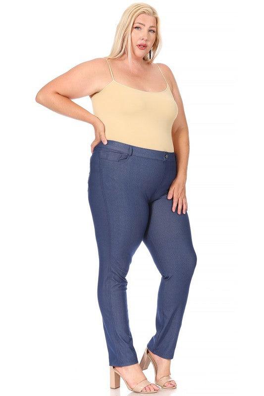 Plus size, stretchy, pull up, full length jeggings - Leur Beau Monde Boutique