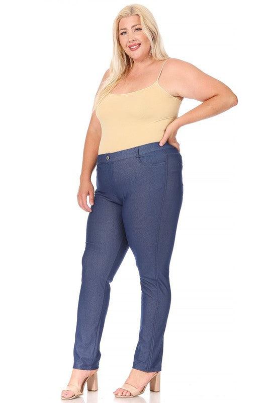 Plus size, stretchy, pull up, full length jeggings - Leur Beau Monde Boutique