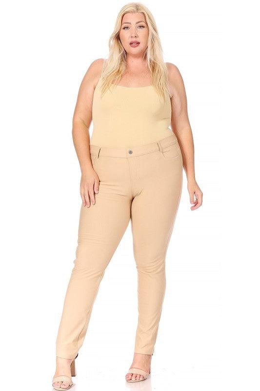 Plus size, stretchy, pull up, full length jeggings - Leur Beau Monde Boutique