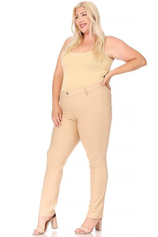 Plus size, stretchy, pull up, full length jeggings - Leur Beau Monde Boutique