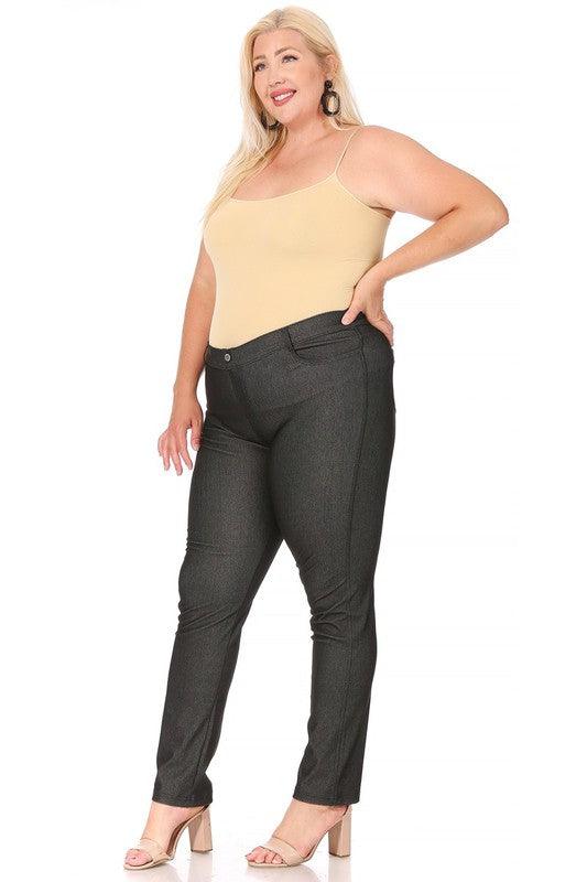 Plus size, stretchy, pull up, full length jeggings - Leur Beau Monde Boutique