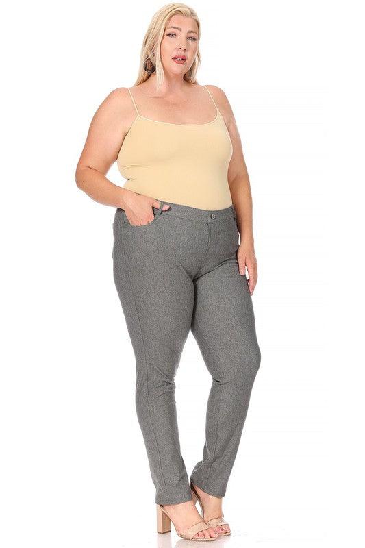 Plus size, stretchy, pull up, full length jeggings - Leur Beau Monde Boutique