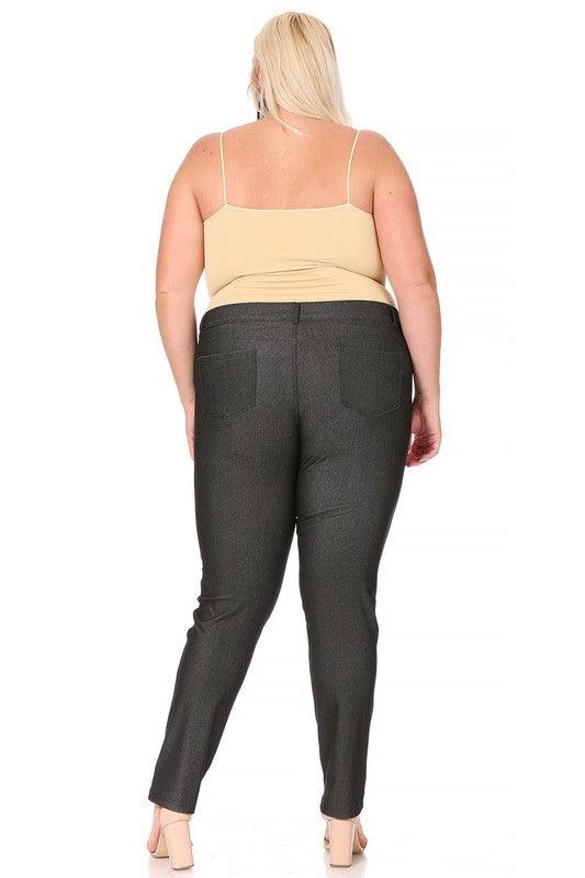 Plus size, stretchy, pull up, full length jeggings - Leur Beau Monde Boutique