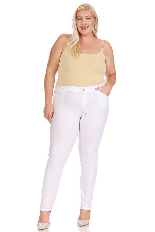 Plus size, stretchy, pull up, full length jeggings - Leur Beau Monde Boutique