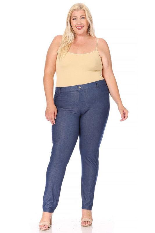 Plus size, stretchy, pull up, full length jeggings - Leur Beau Monde Boutique