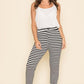 Plus Stripe Drawstring Jogger - Leur Beau Monde Boutique