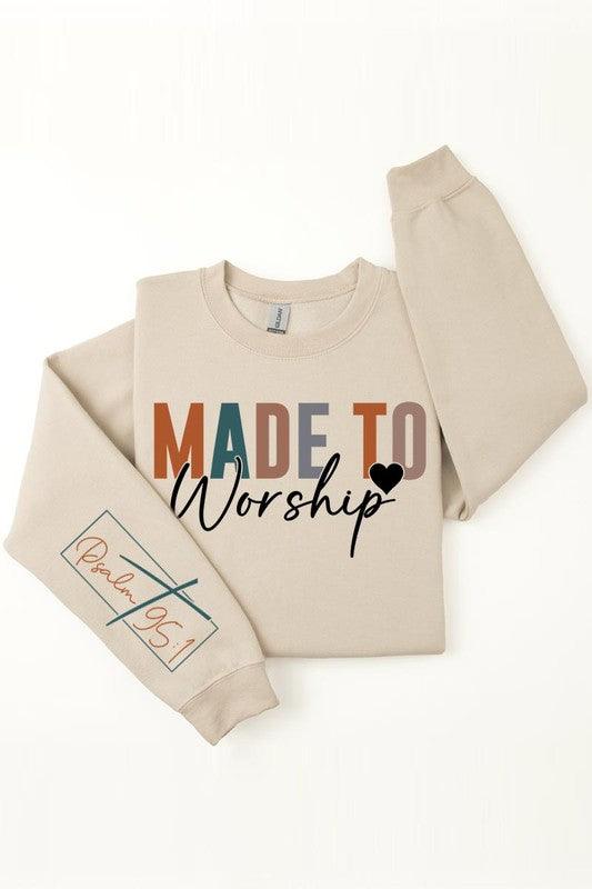 Psalm 95:1 Sleeve Graphic Fleece Sweatshirts - Leur Beau Monde Boutique