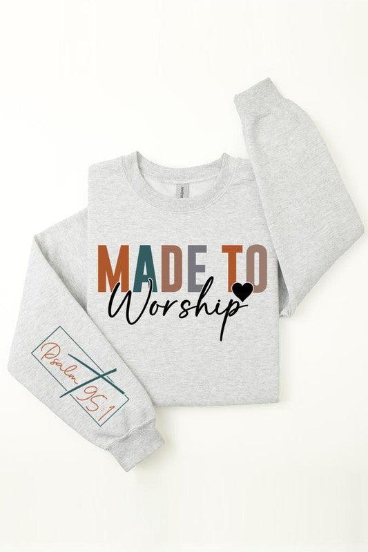 Psalm 95:1 Sleeve Graphic Fleece Sweatshirts - Leur Beau Monde Boutique