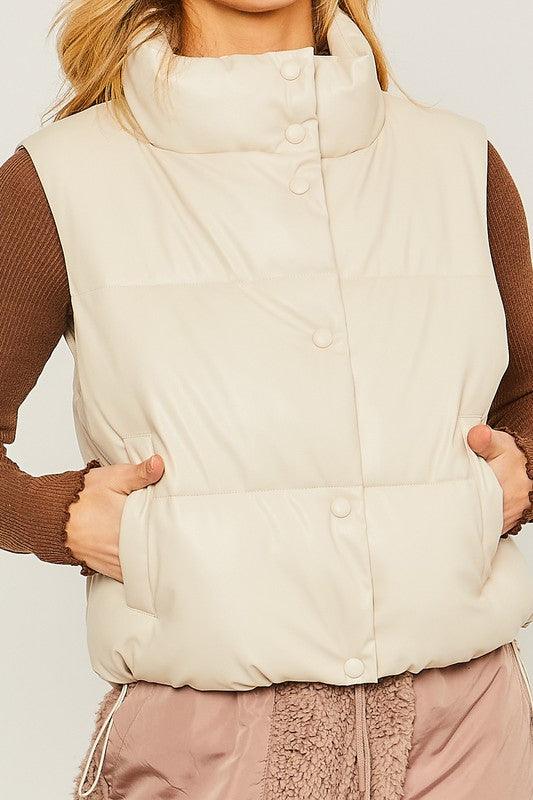 PU Padded Vest - Leur Beau Monde Boutique