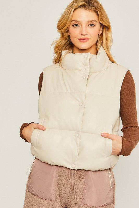 PU Padded Vest - Leur Beau Monde Boutique