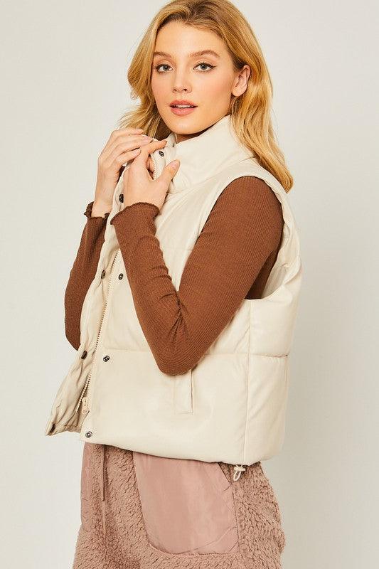 PU Padded Vest - Leur Beau Monde Boutique