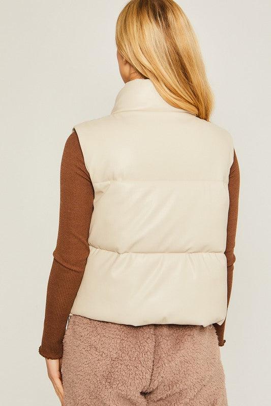 PU Padded Vest - Leur Beau Monde Boutique