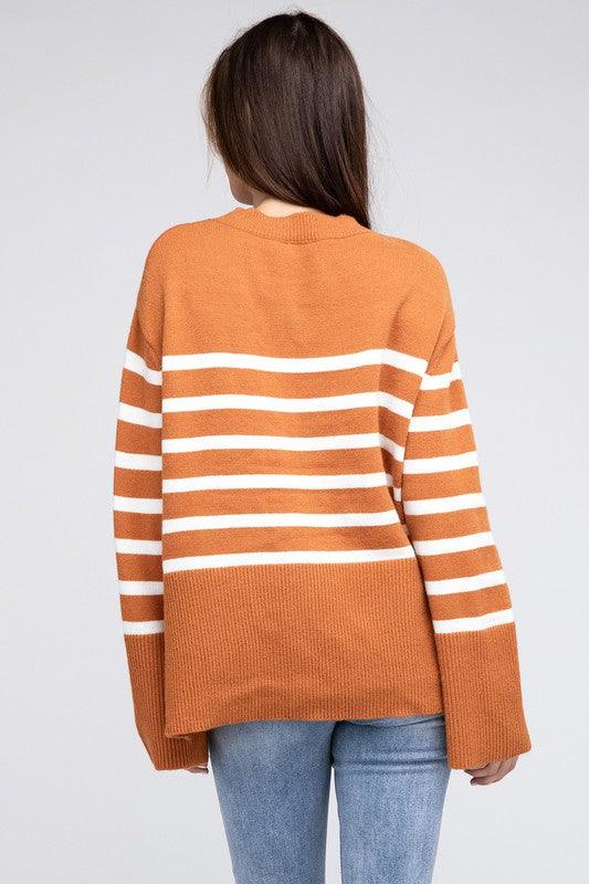 Ribbed Hem Stripe Sweater - Leur Beau Monde Boutique