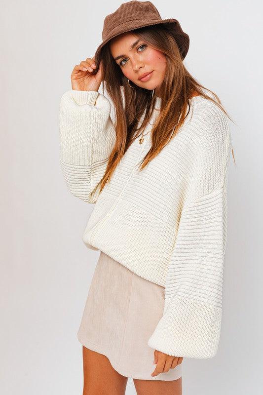 Ribbed Knitted Sweater - Leur Beau Monde Boutique