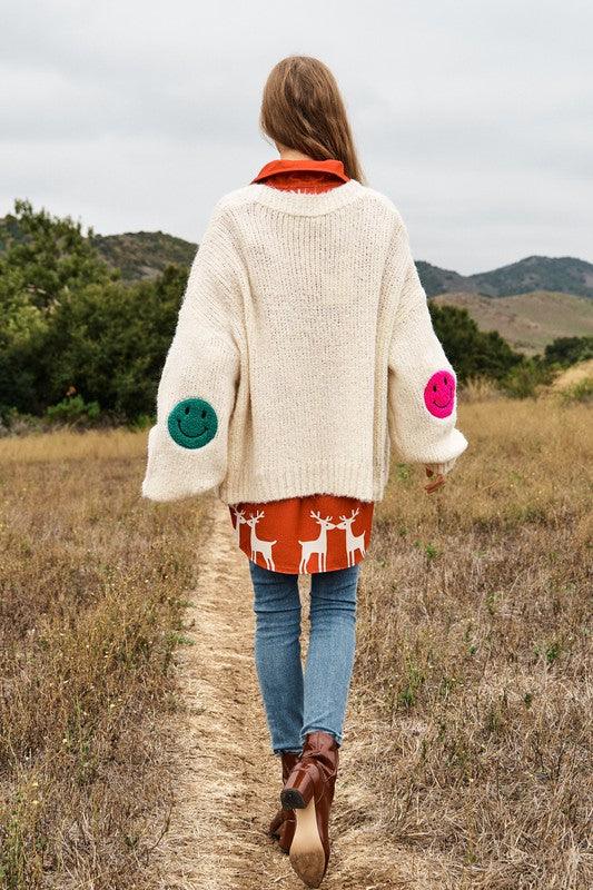 The Fuzzy Smile Long Bell Sleeve Knit Cardigan - Leur Beau Monde Boutique