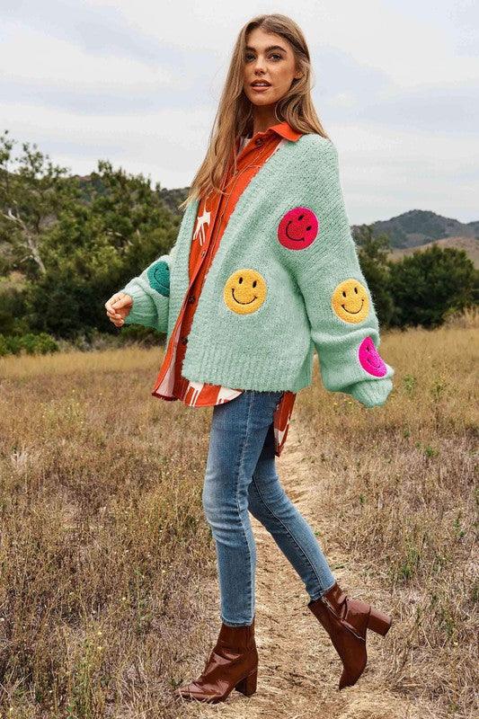 The Fuzzy Smile Long Bell Sleeve Knit Cardigan - Leur Beau Monde Boutique