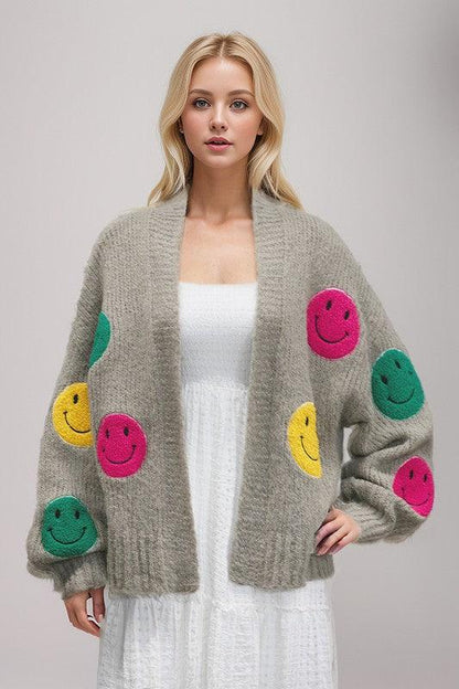 The Fuzzy Smile Long Bell Sleeve Knit Cardigan - Leur Beau Monde Boutique